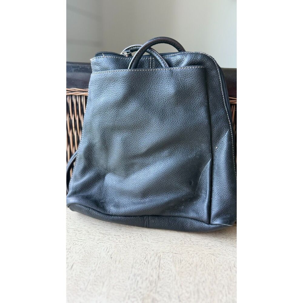 Clarks Black Leather Backpack Purse Convertible Shoulder Bag Pebbled Leather